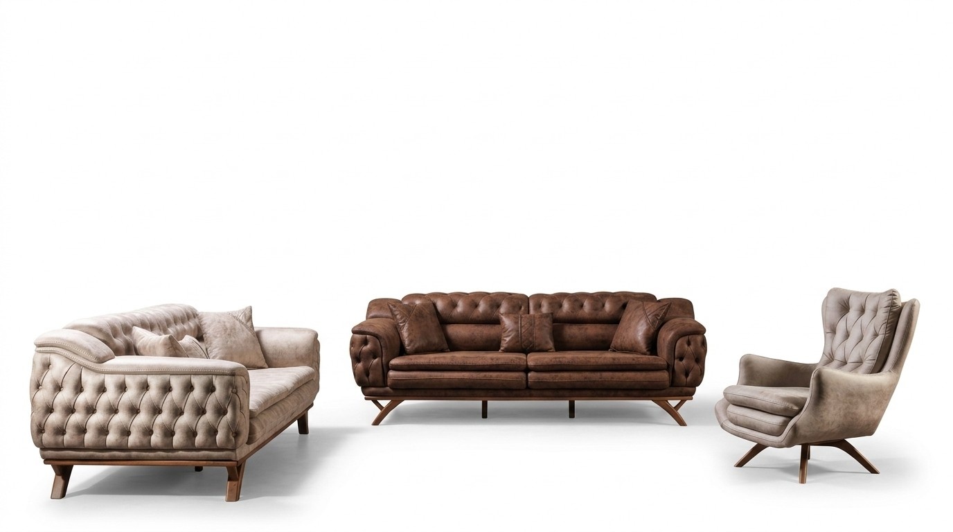 Sofa Set 3 3 1 Seater Furniture Set Design Sofas Faux Leather Chesterfield