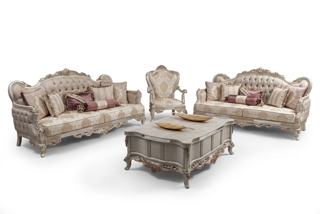 Sofa set baroque rococo furniture living room suite upholstery 4 pcs. new