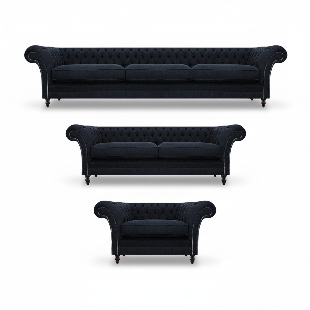 Blue Sofa Set Chesterfield Armchair Designer Furniture Living Room