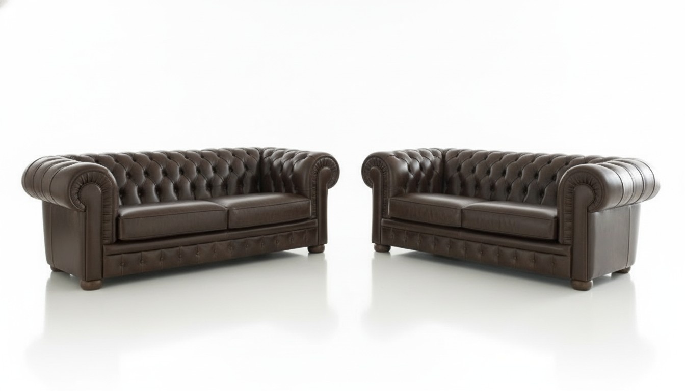 Chesterfield sofa set 3+2 seater sofa couch upholstered leather Schaffhausen new