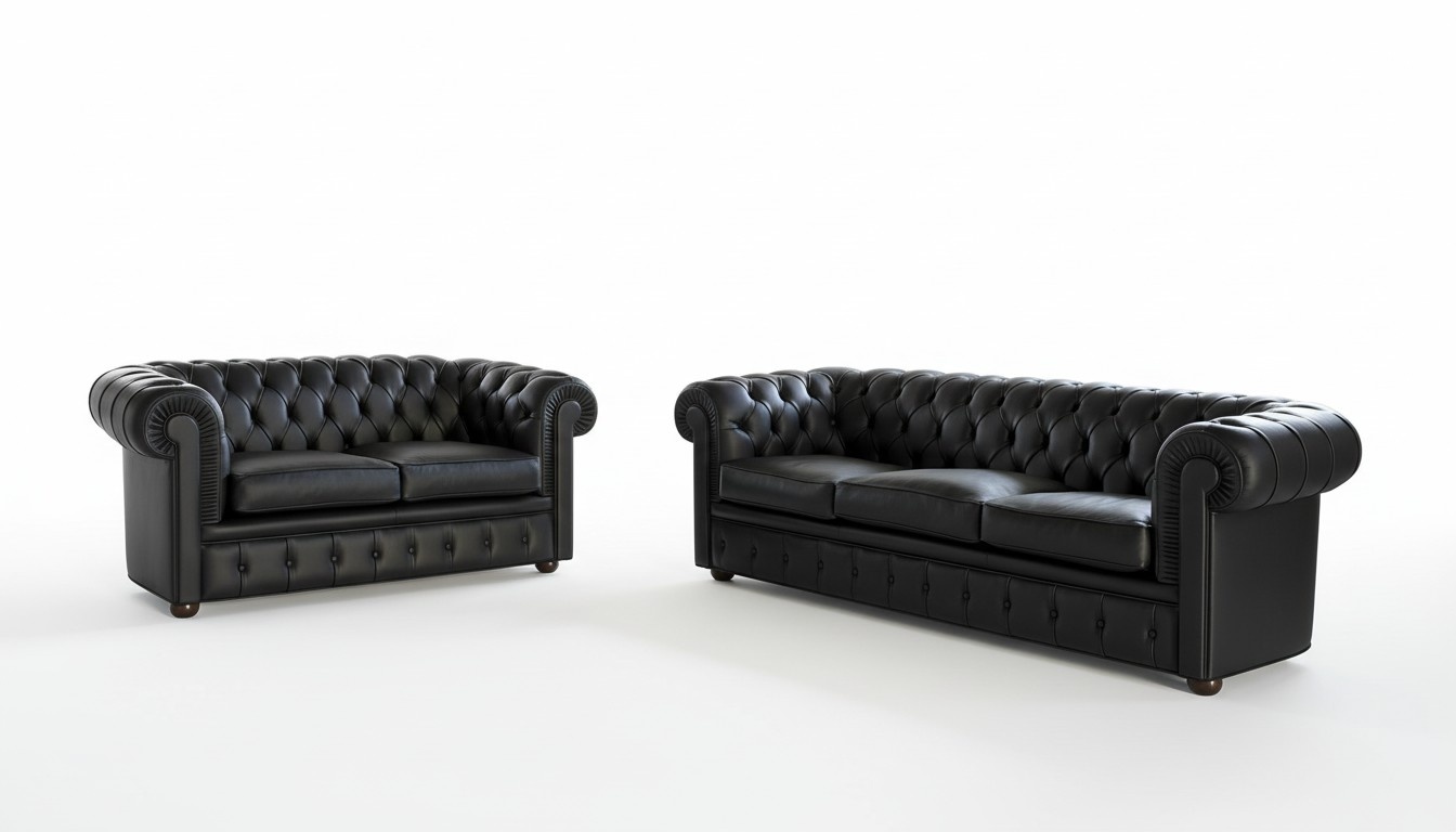 Chesterfield Sofa Set 3+2 Seater Leather Couch Upholstery Schaffhausen New