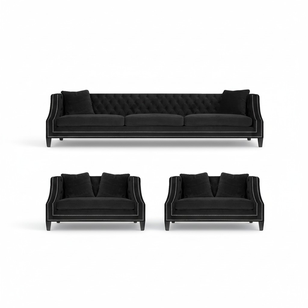 Sofa set Chesterfield textile sofa couch seat upholstery armchair set 3+1+1