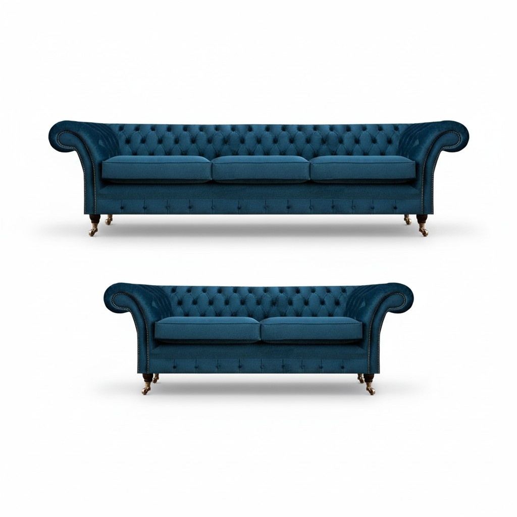 Sofa set Chesterfield textile sofa sofas couch upholstered armchair living room