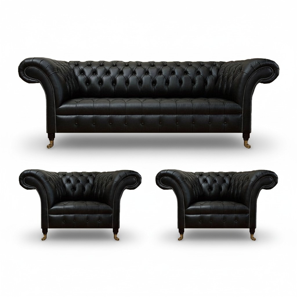 Sofa set complete 3pcs 2x armchair luxury three-seater sofa couch living room