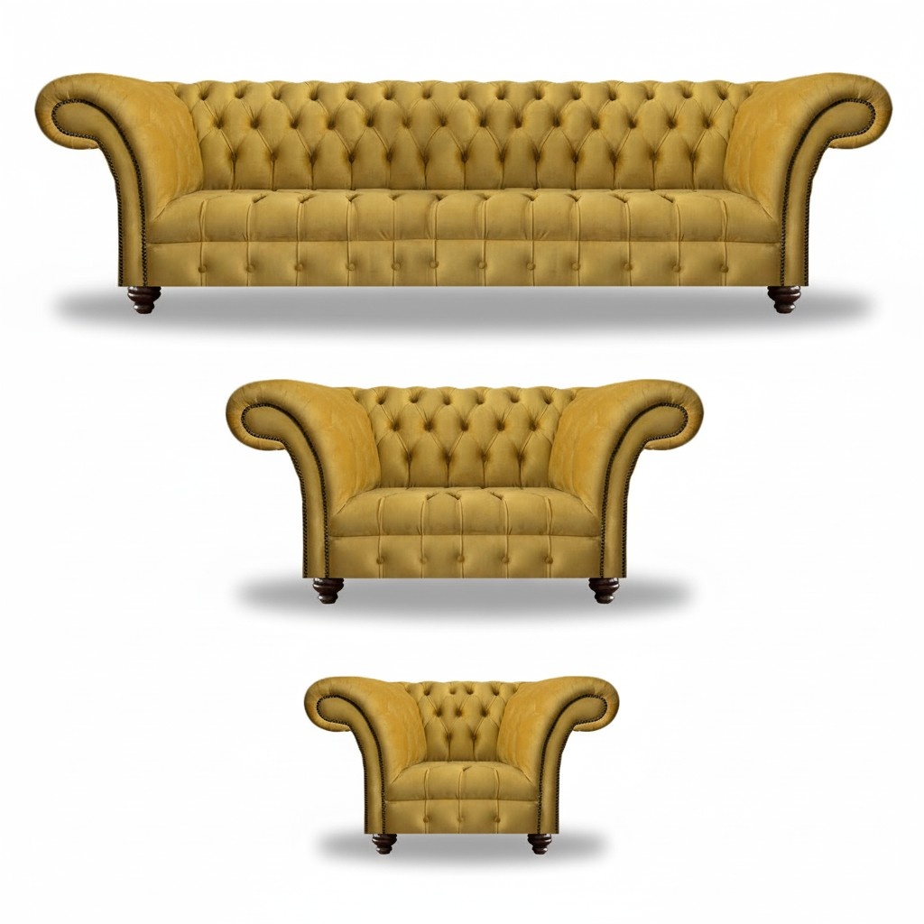 Sofa set couch upholstered Chesterfield modern design sofa set 3-piece living room
