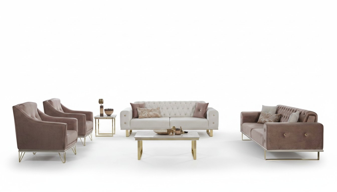 Sofagarnitur Designer Chesterfield Sofa Luxuriöse Sessel Couchtisch 6tlg