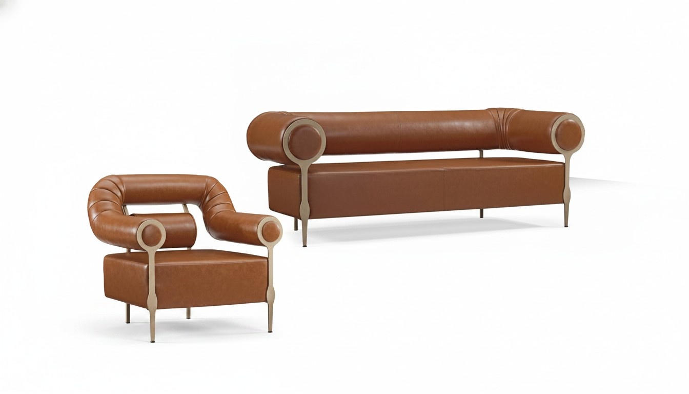 Sofa set living room set sofa 3 + 1 seater upholstered furniture 2-piece brown