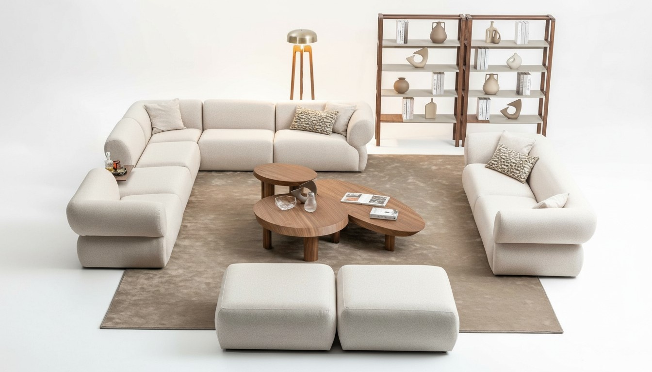 Sofa set living room sofa set L-shape 3 seater stool set modern design