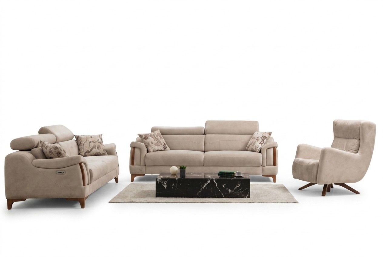 Living room sofa set three-seater sofa complete single chair textile furniture