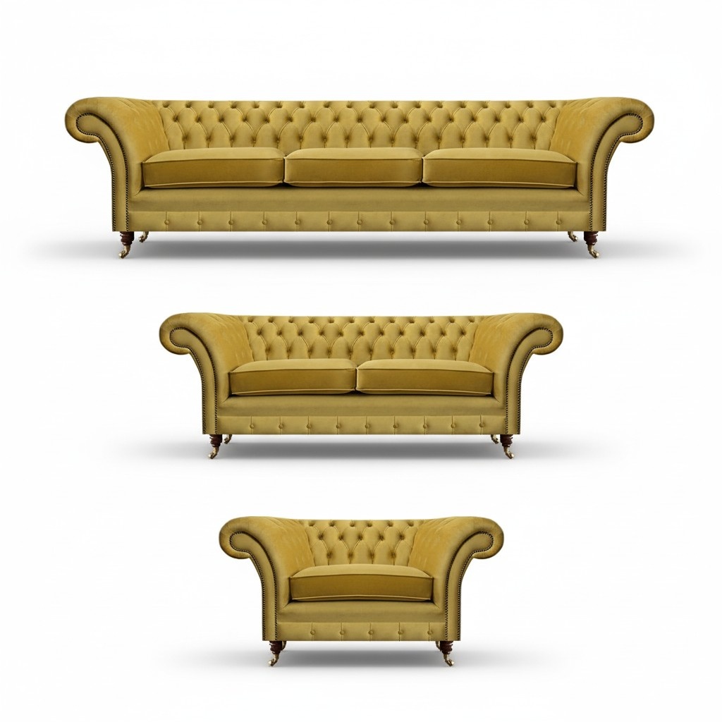 Sofa set luxury set 3 pieces upholstered furniture furniture Chesterfield couches 3+2+1