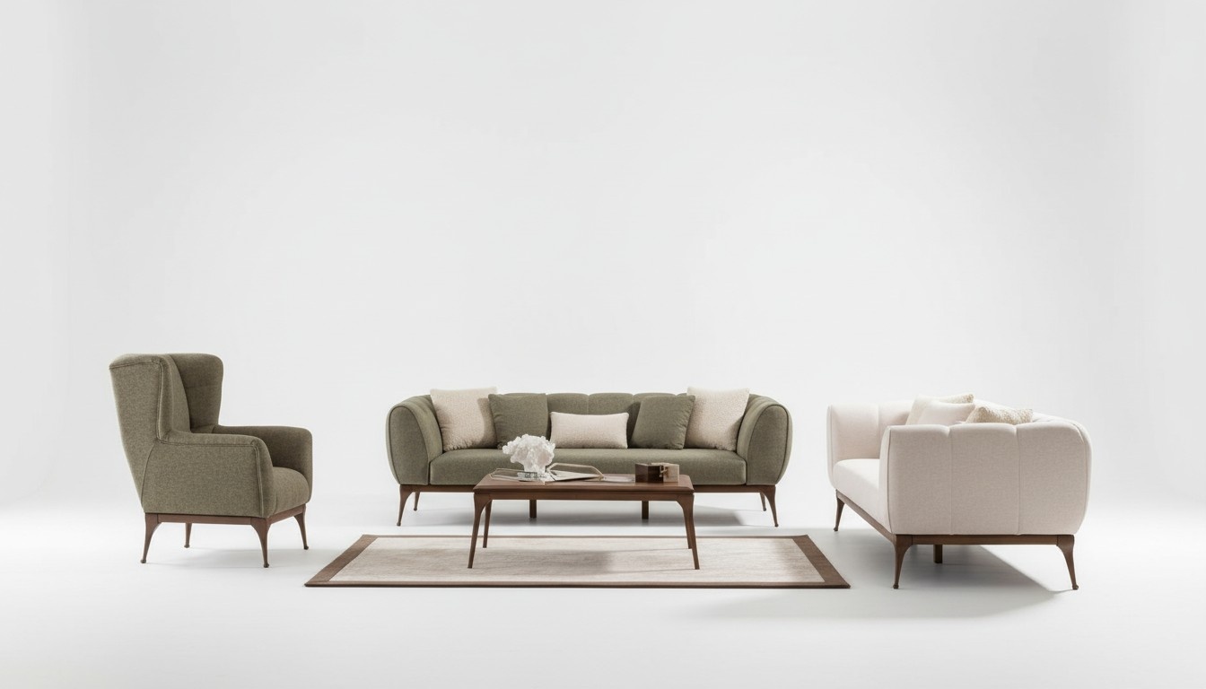 Sofa set seating group 2x sofas 3-seater armchairs coffee table living room