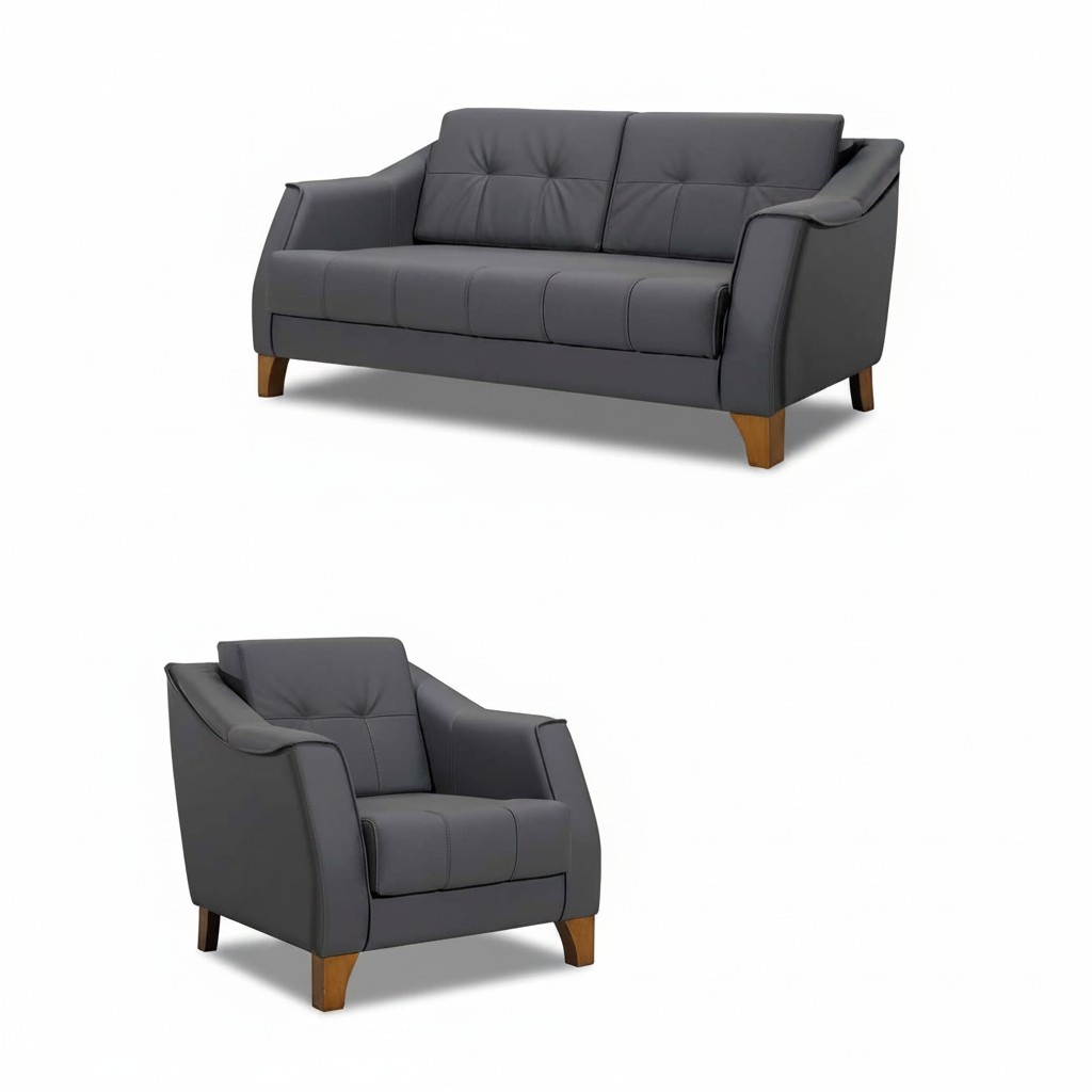 Sofa set Sofa 2 + 1 seat living room leather upholstered furniture modern style gray