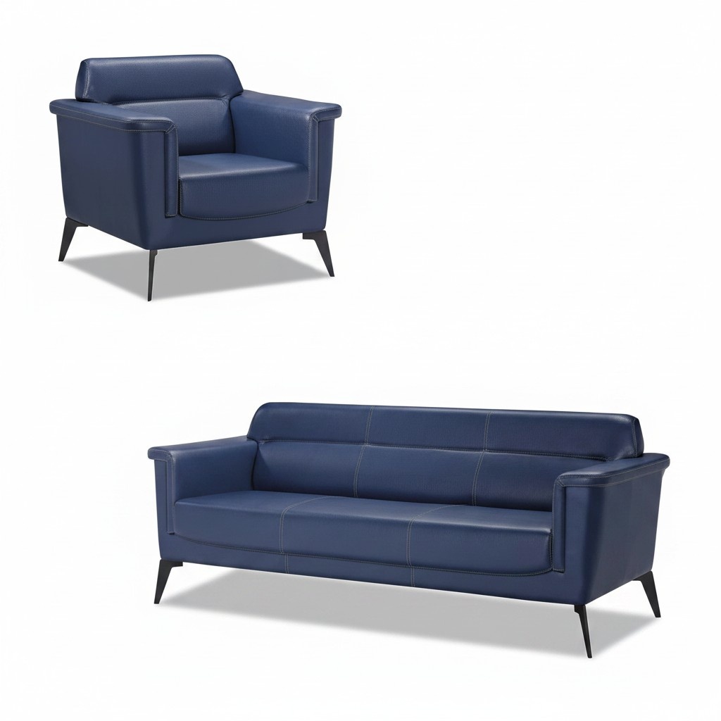 Sofa set Sofa 3+1 seater armchair Modern furniture Blue office seating 2 pieces.
