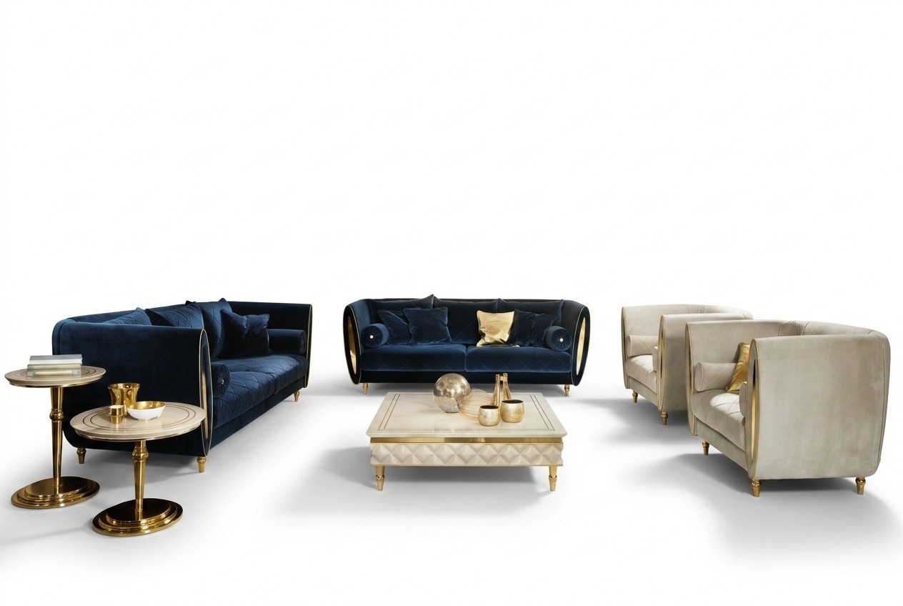 Living room set of 3+3 seater sofas/couches in art nouveau italian furniture arredoclassic™