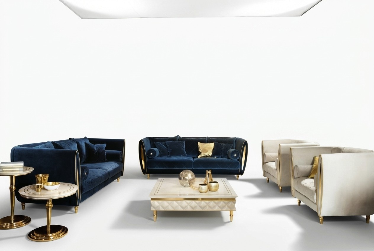 Living room set of 3+2 seater sofas/couches in art nouveau italian furniture arredoclassic™