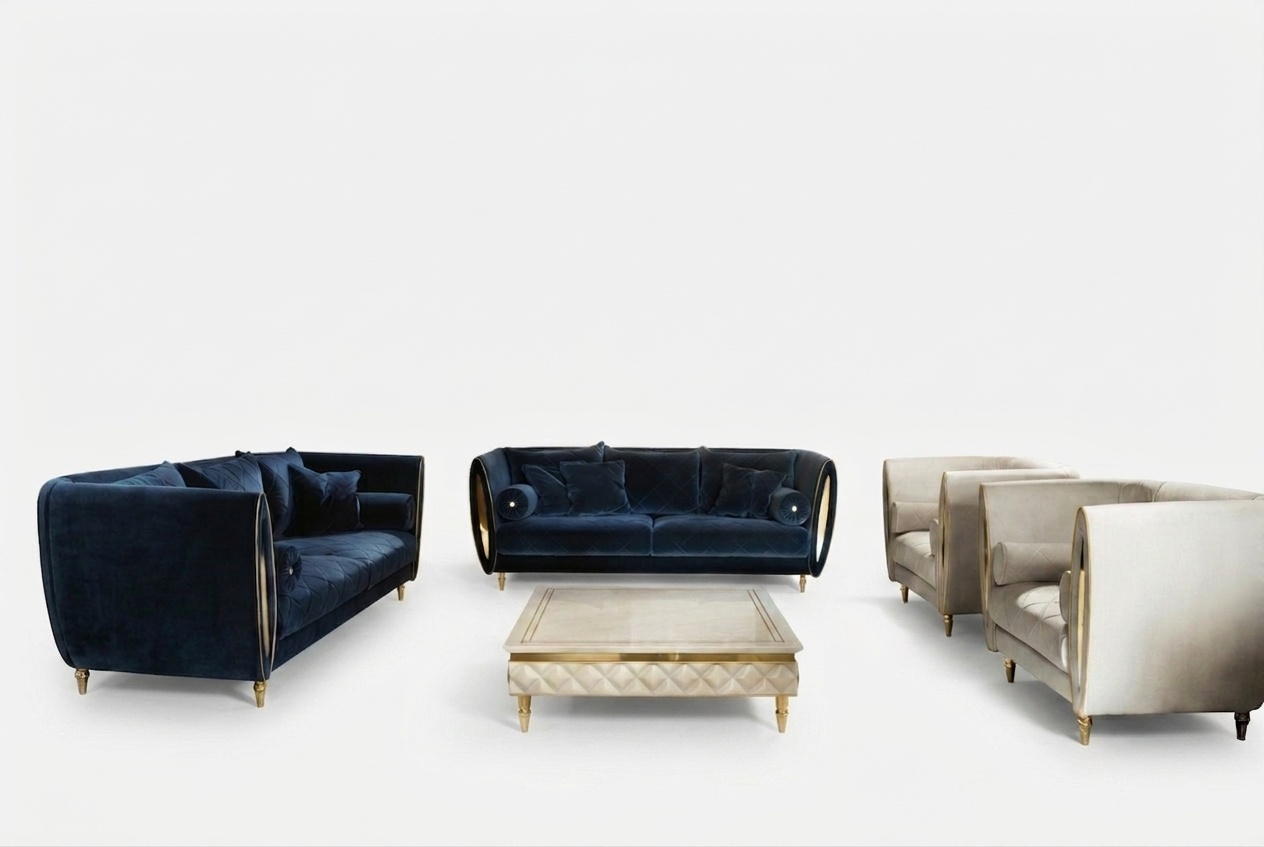 Living room set of 3+2+1 seater sofas/couches & armchair in art nouveau italian furniture arredoclassic™