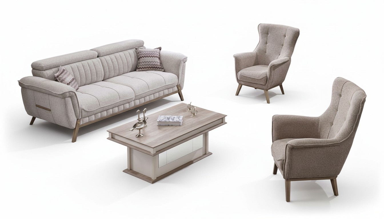 Sofa set couch upholstery furniture living room table 4-piece.