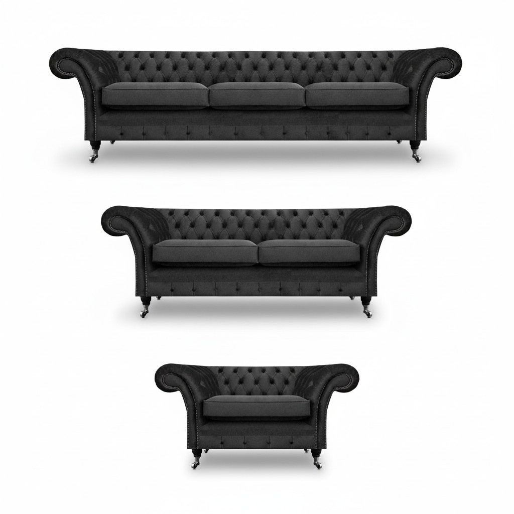 Sofa set sofas couches living room armchairs Chesterfield furnishings 3+2+1