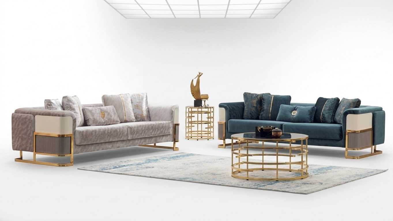 Sofa set sofas couches upholstered sofa three-seater luxury beige fabric