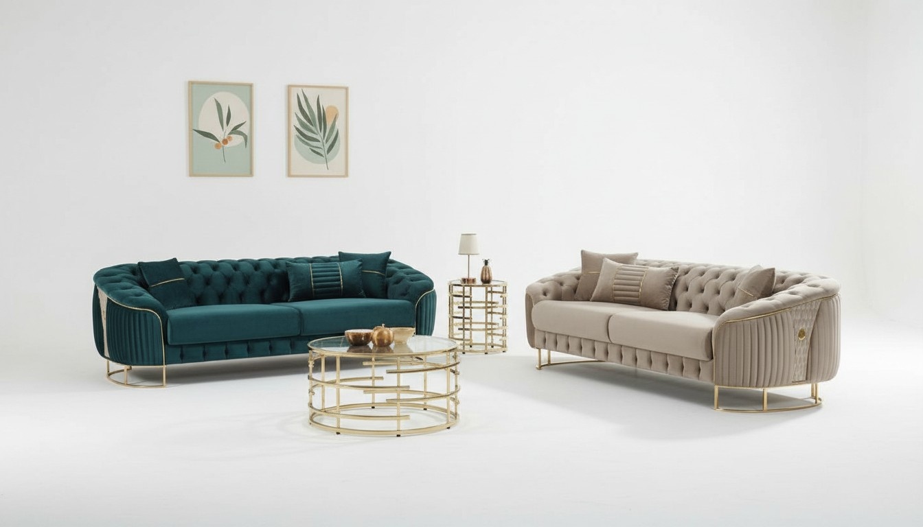 Sofa set sofas couches upholstered sofa three-seater luxury beige green set