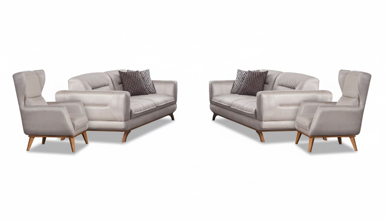 Sofa set with two three-seater sofas and two armchairs for the living room.