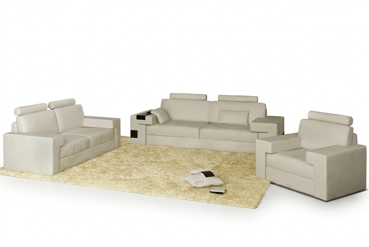 Sofa set with USB sofa couch upholstered seating leather set living landscape light
