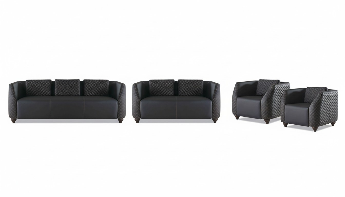 Sofa sets 3-seater 2-seater armchair Black leather sofas upholstered couch