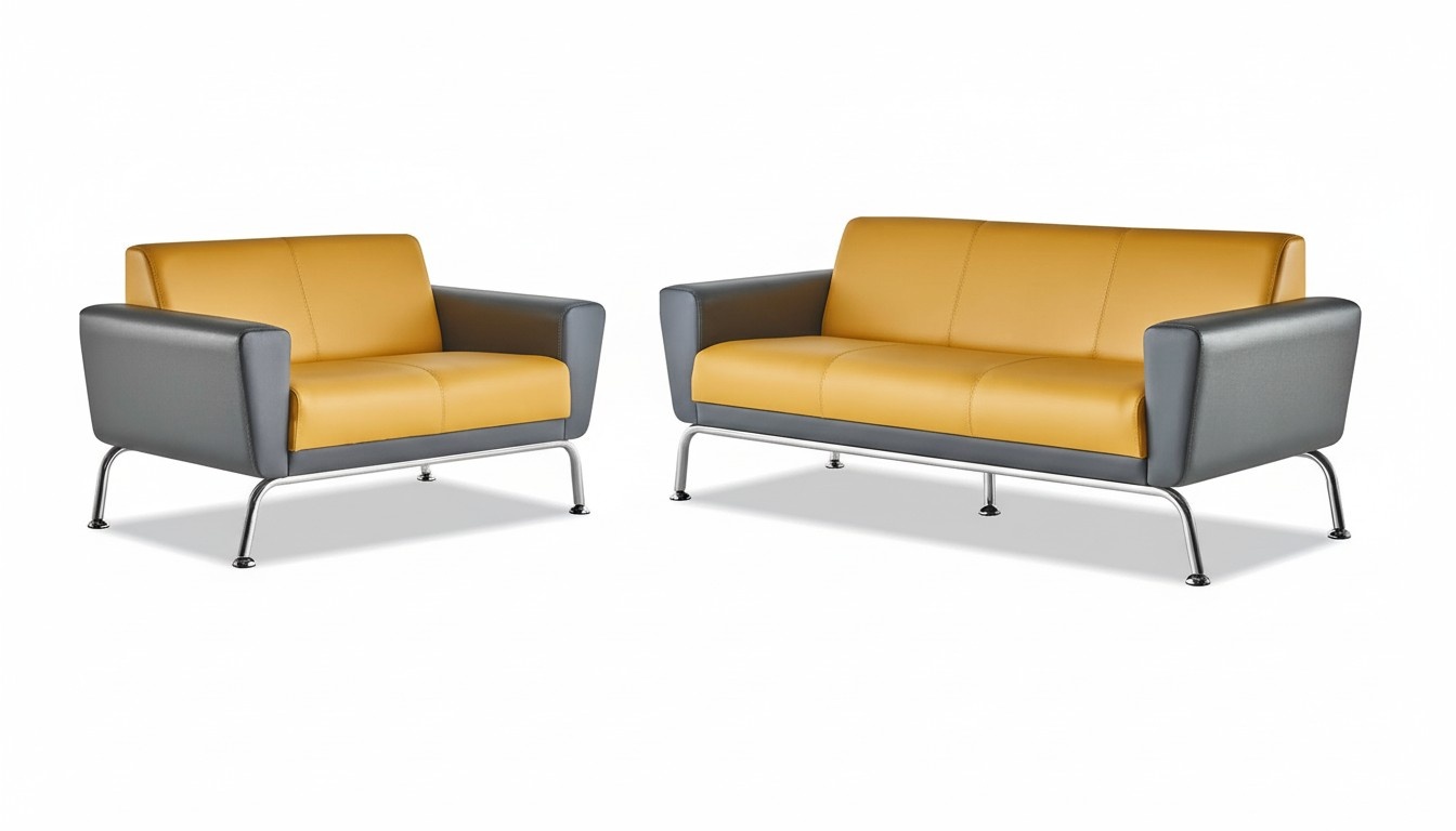 Sofa sets 3-seater 2-seater Yellow Gray Sofa Set Leather Stainless Steel