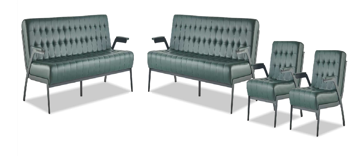 Sofa set 3-seater armchair green Chesterfield modern leather sofas