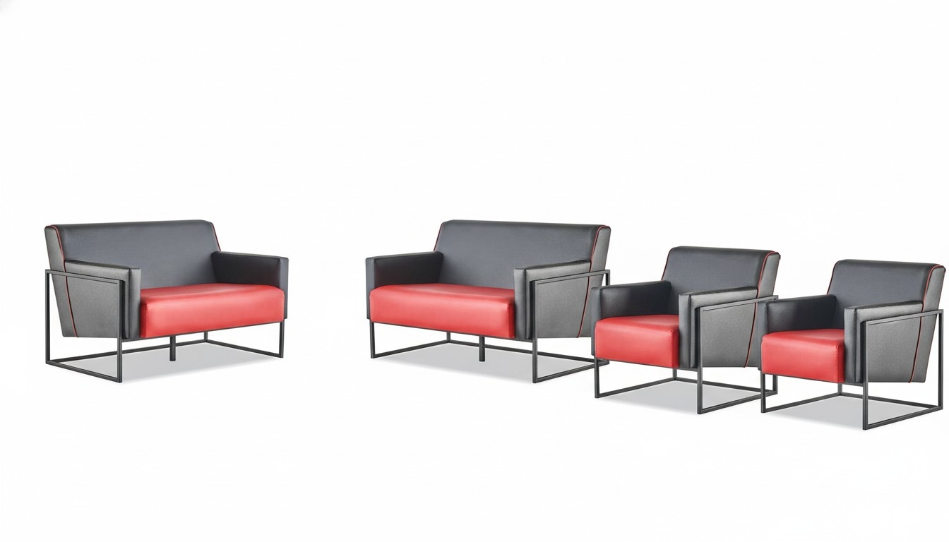 Sofa set black red sofas 2-seater armchair reclining chair leather