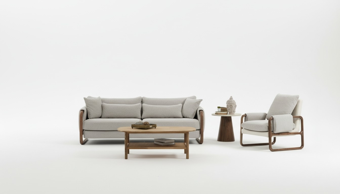 Sofa Set 21 Seater Armchair Two Seater Modern Fabric Grey Set Design