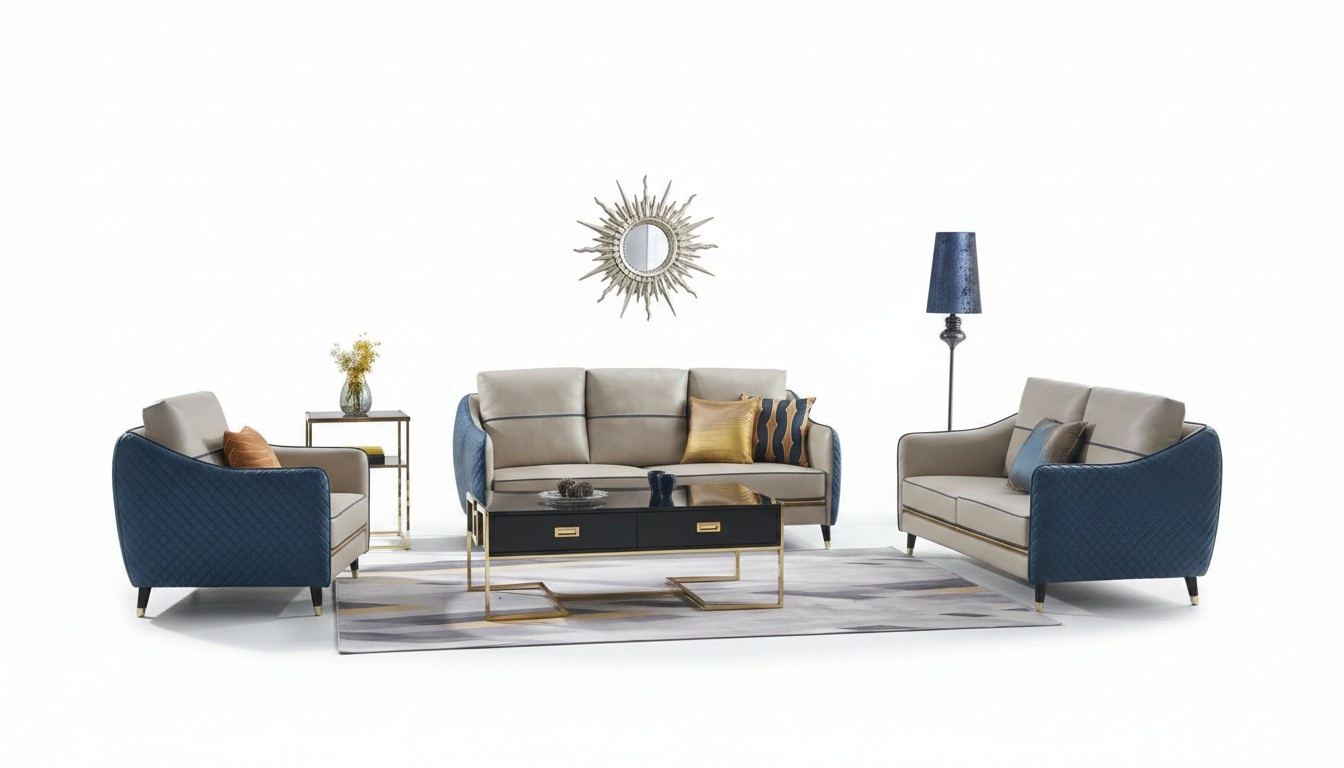 Sofa set 3 + 1 seater set design sofas upholstery couches leather relax modern !