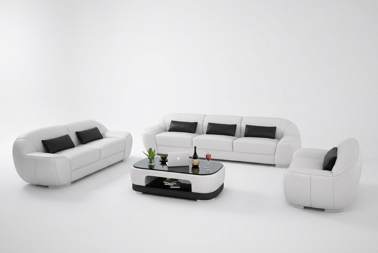 Sofa set 3+2+1 couch upholstery seat leather set designer new Homberg W