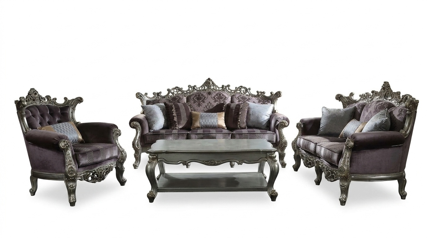 Sofa Set 3+2+1 Seater Design Sofa Upholstery Couches Couch Luxury Baroque Rococo