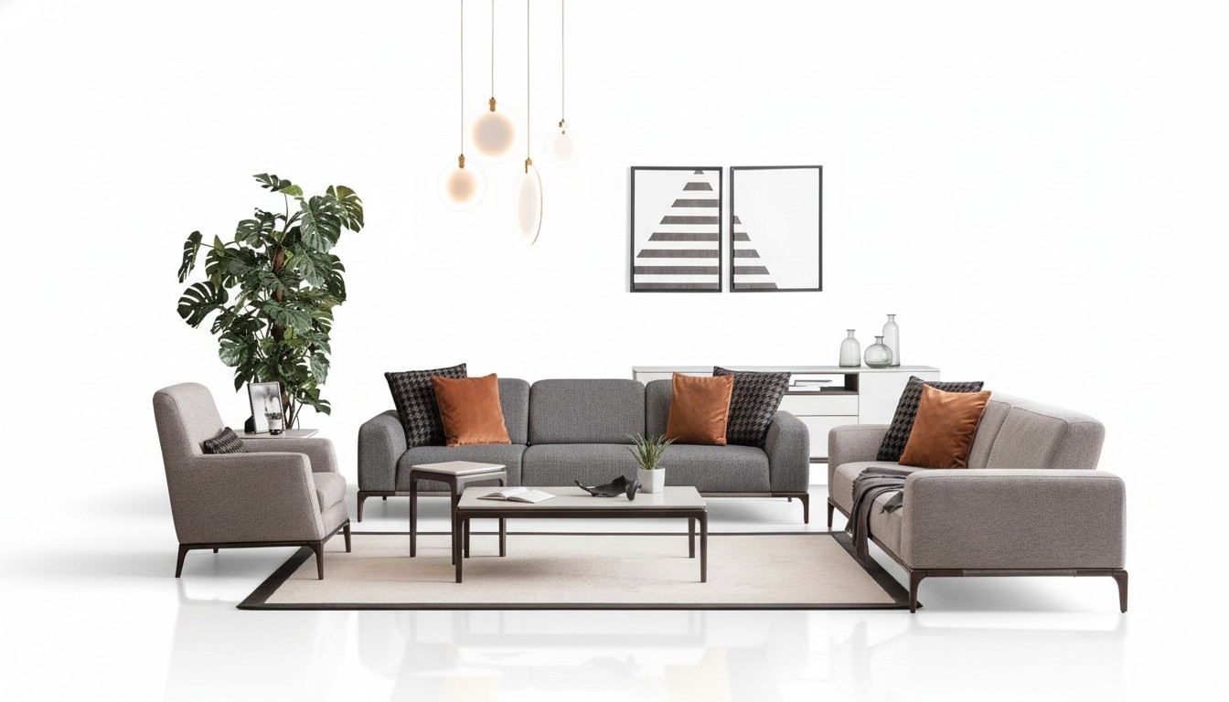 Sofa set 4 1 seater Sofa Armchair Coffee table Side tables Set 5pcs.