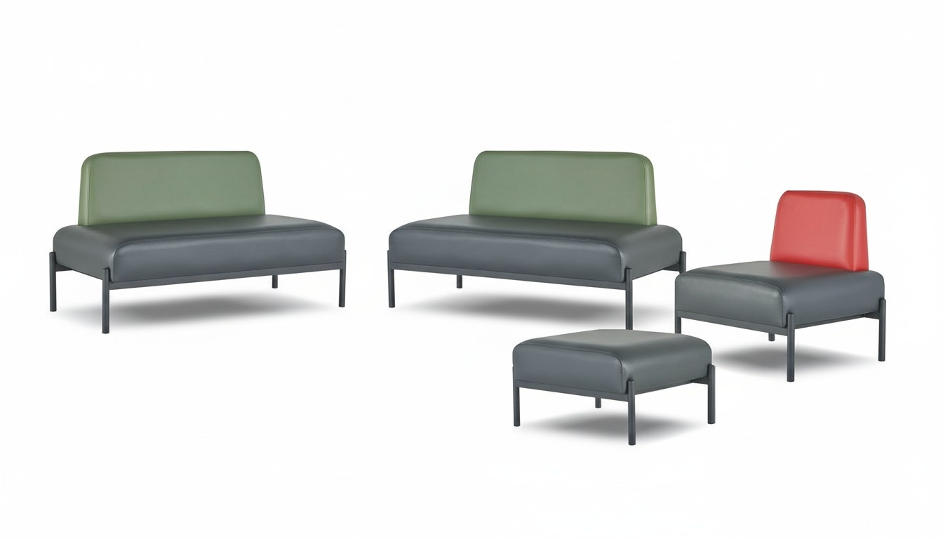 Black Green Red Art Deco Sofa Set Sofa Couch 2-Seater Armchair Stool