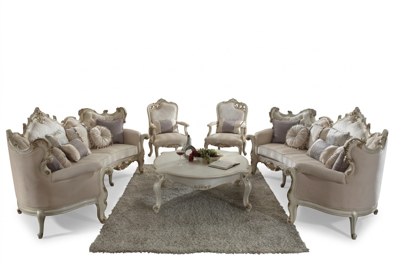 Sofa Set Couch Upholstery Classic 4+4+1 Seater Set Design Sofas Upholstery Baroque