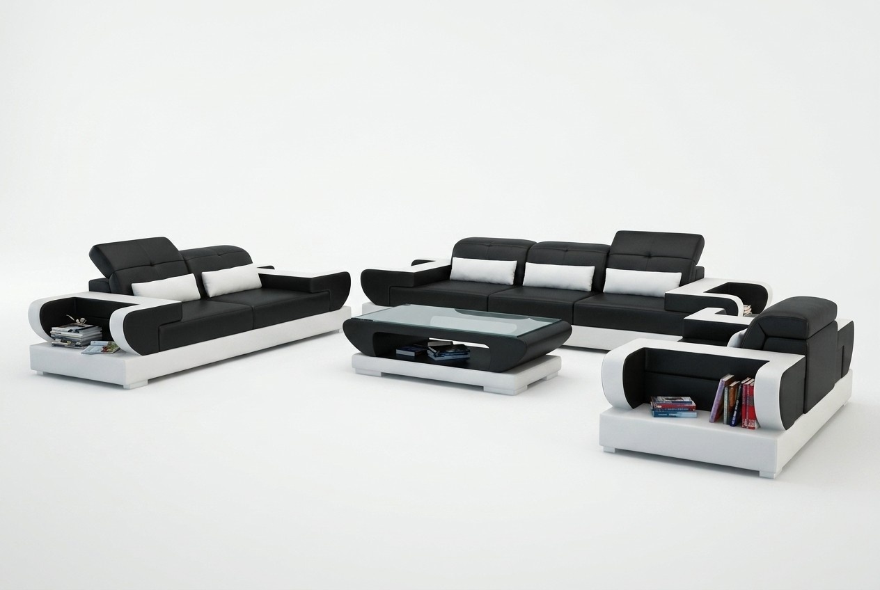 Sofa set couch upholstery leather seating arrangement 3+2+1 set modern sofa Detmold