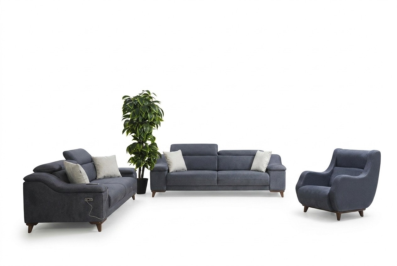 Complete modern living room textile sofa set luxury upholstered furniture