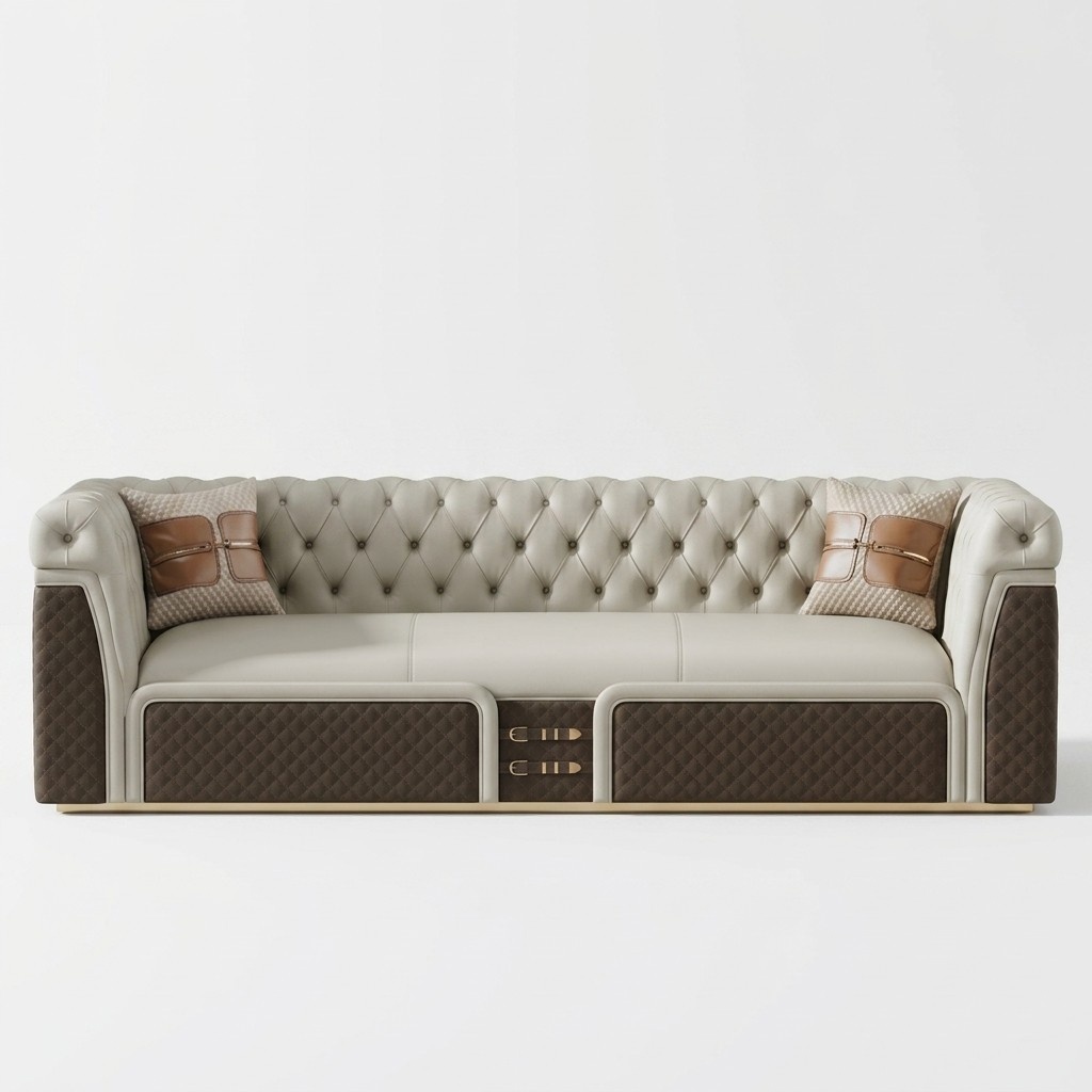 Sofa Three Seater Couch Style Modern Upholstery Chesterfield Leather Couches