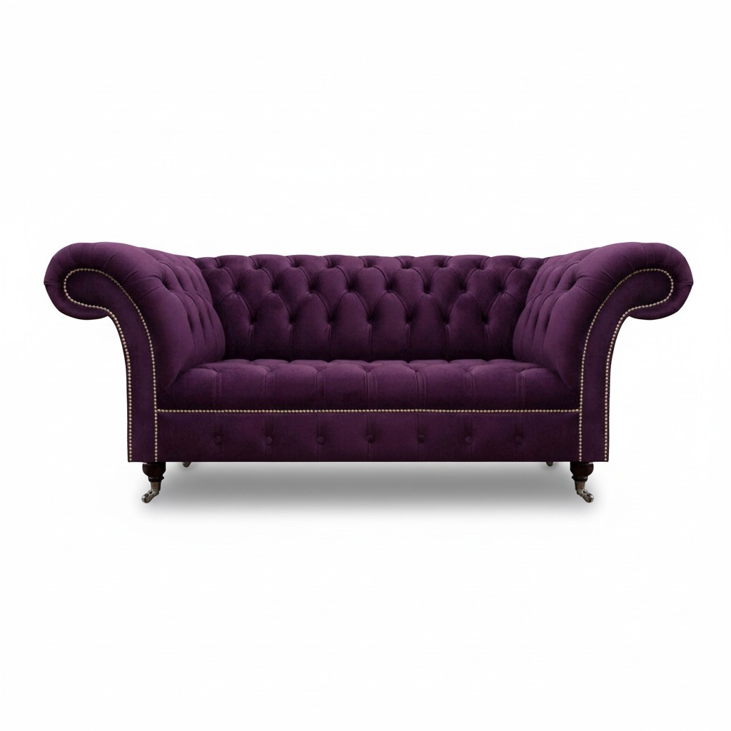 Sofa three-seater couch upholstered furniture Chesterfield purple furniture design textile sofa