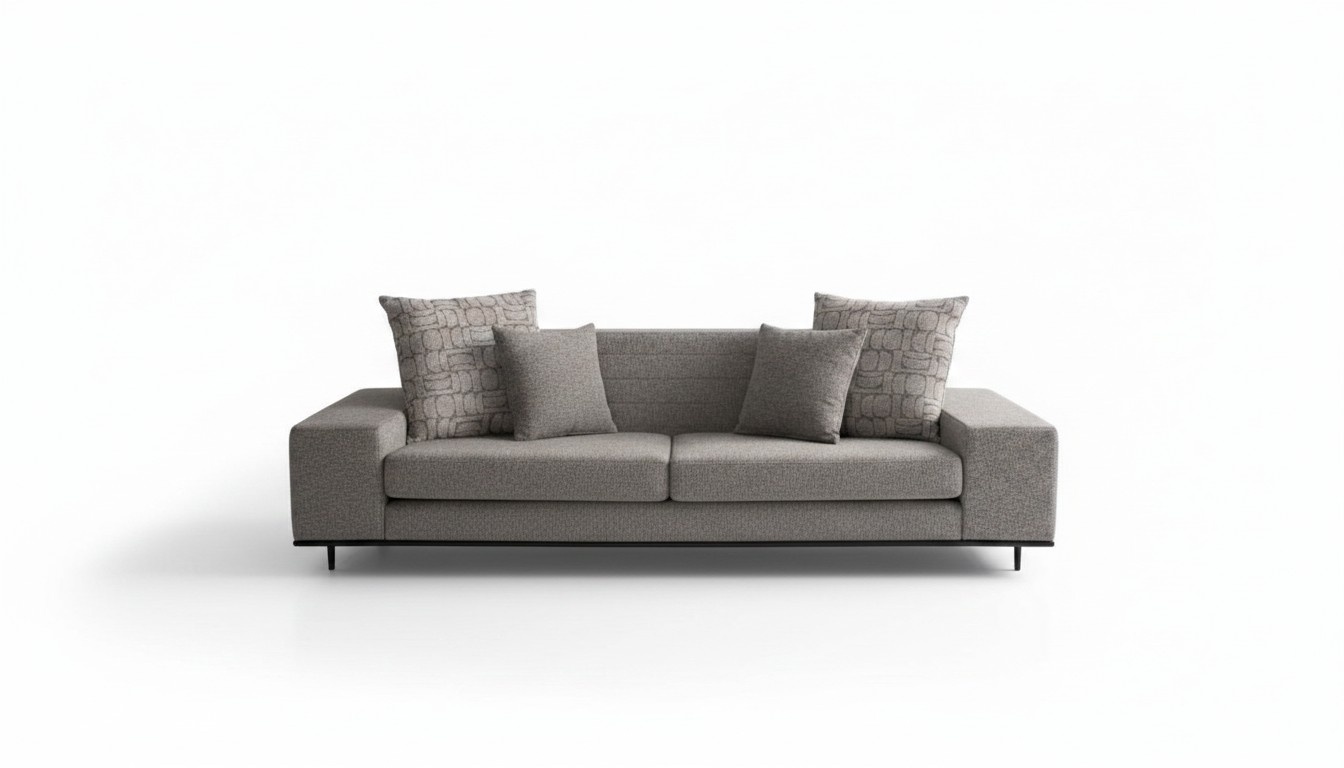 Sofa three-seater couch with armrest upholstered sofa gray living room three-seater