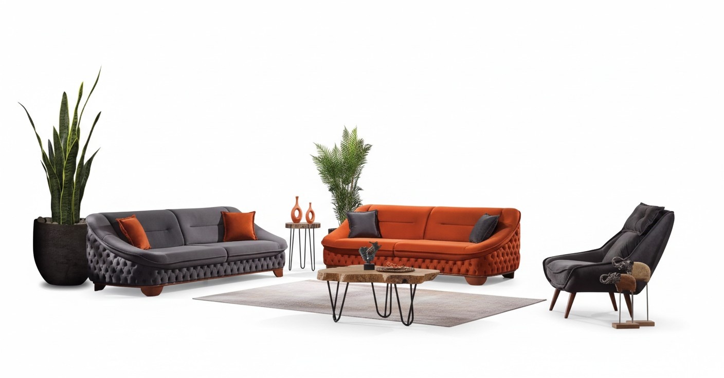 Sofa set 3+3+1 seater luxury modern set design sofas upholstery Chesterfield