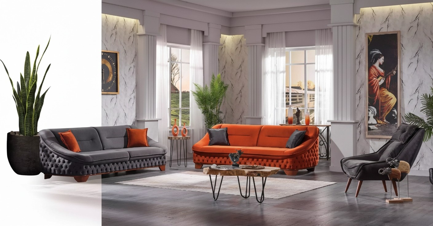 Sofa set 3+3+1 seater sofas set Chesterfield living room complete 3pcs