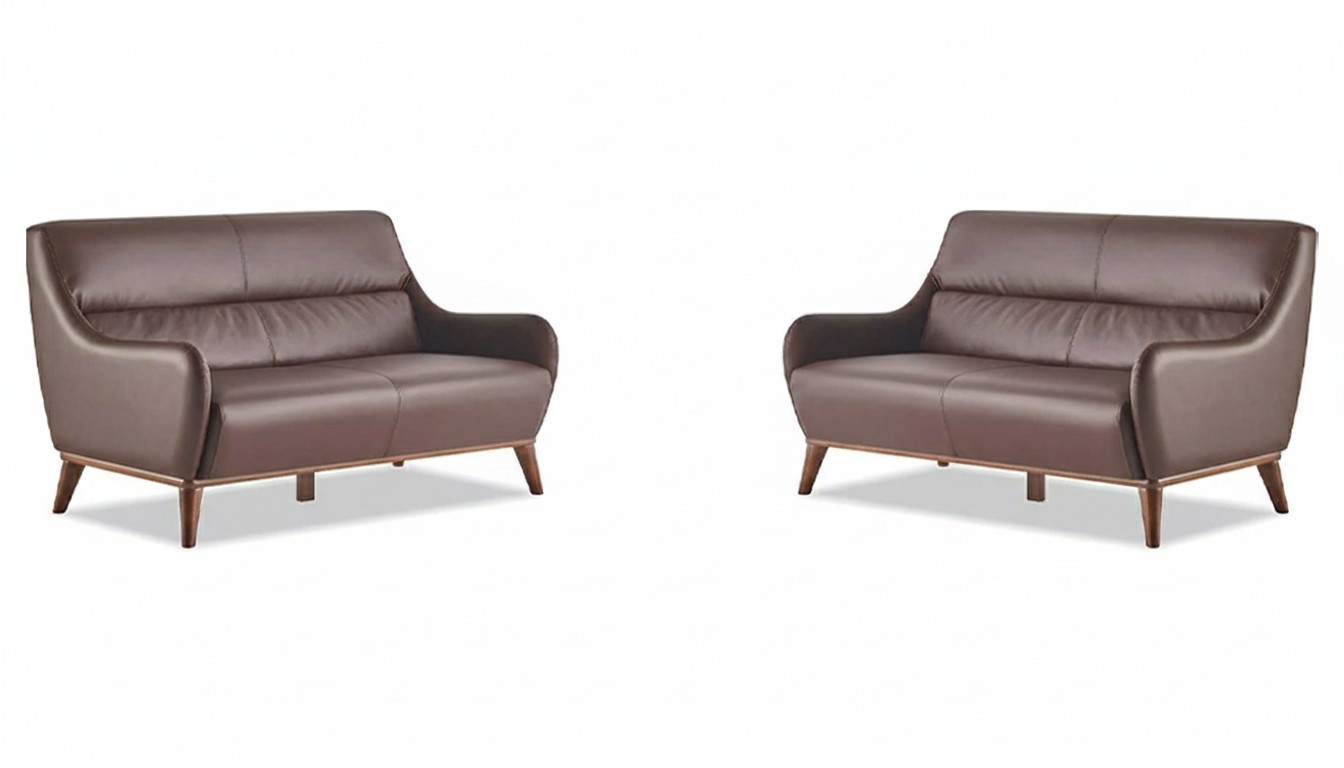 Brown Classic Sofas 2-Seater Couch Leather Sofas Seating Furniture Sofa Set Soft