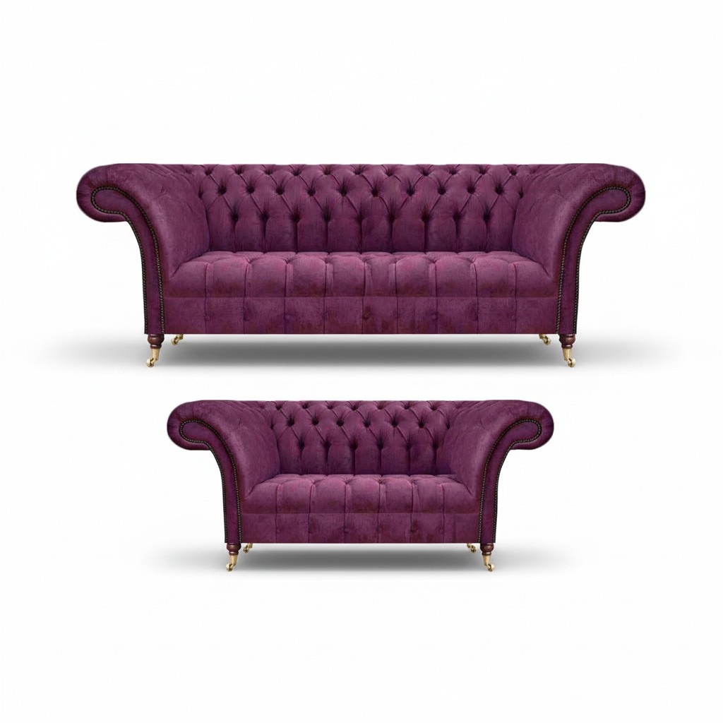 Sofas Complete 2x Couches Living Room Upholstered Furniture Sofa Set Chesterfield