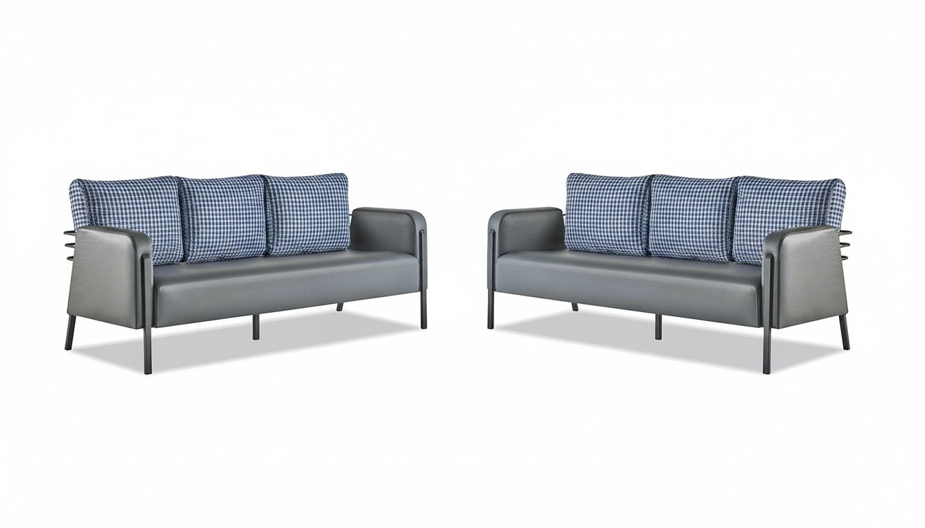 Gray Blue Sofas Sofa Set Cushions 3-Seater Modern Upholstery