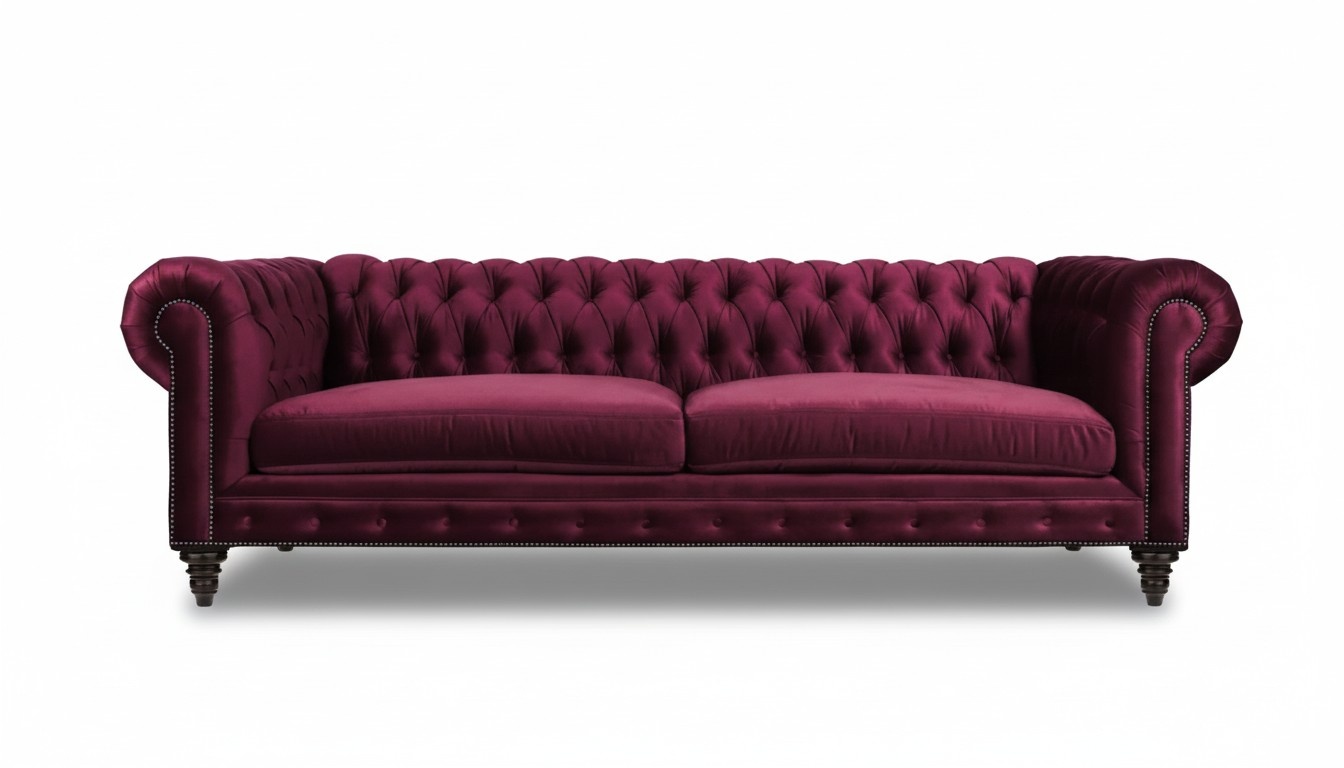 Sofas Textile Fabric Couches Creative Furniture 3 seater New Chesterfield Sofa Burgundy
