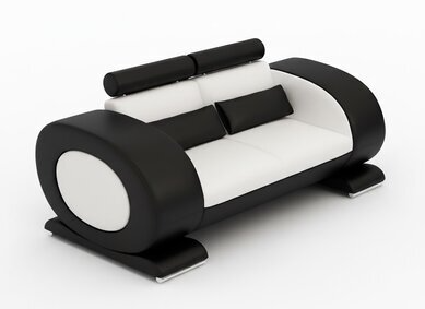 2-Seater Leather Sofa with Stool – Modern Design Sofa Set R7004D In Stock
