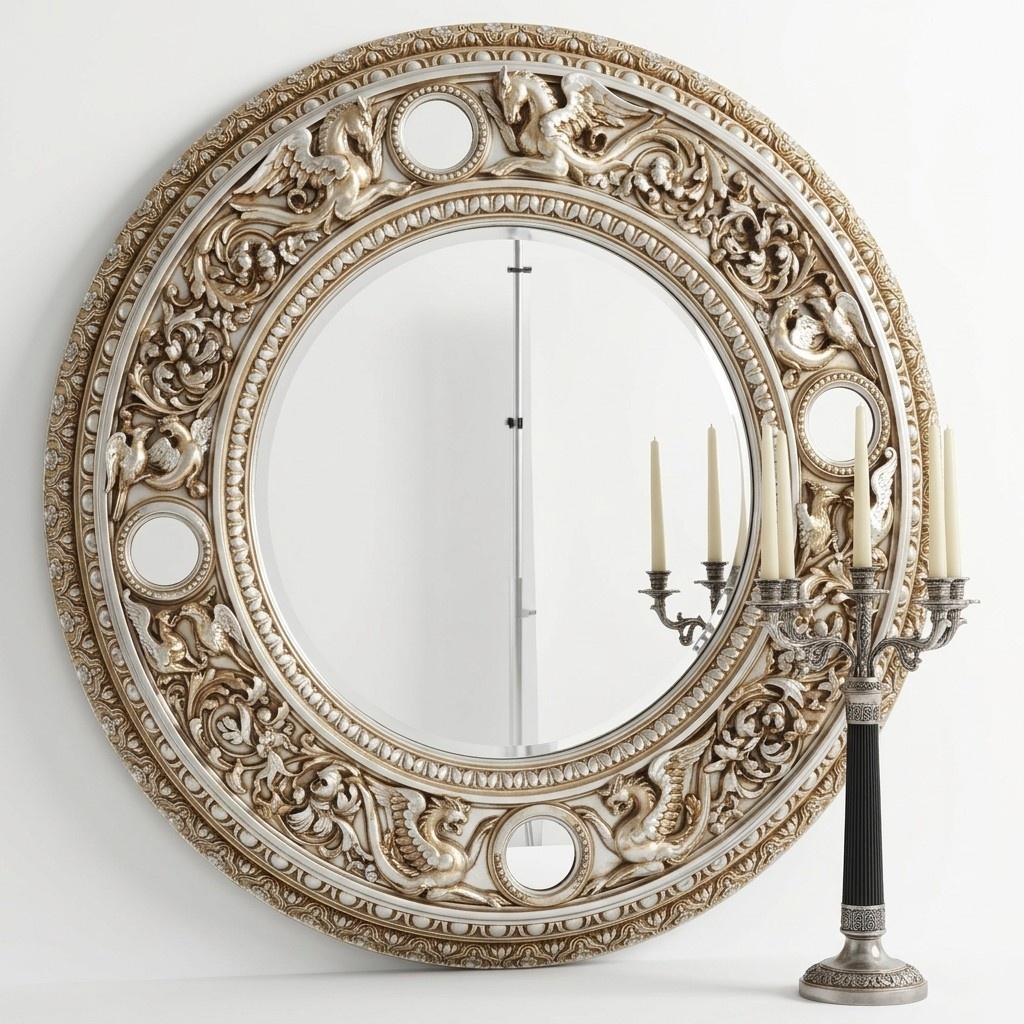 Solid wood mirror Classic real wood Italian interior wall mirror